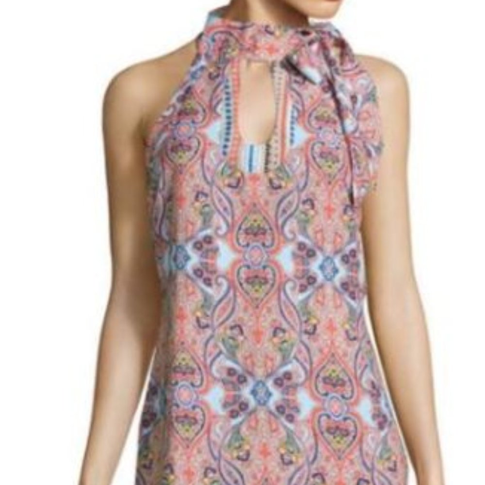 ***SOLD*** Collared Halter Tunic Top sz S Colorful Boho Paisley Print - Picture 1 of 12